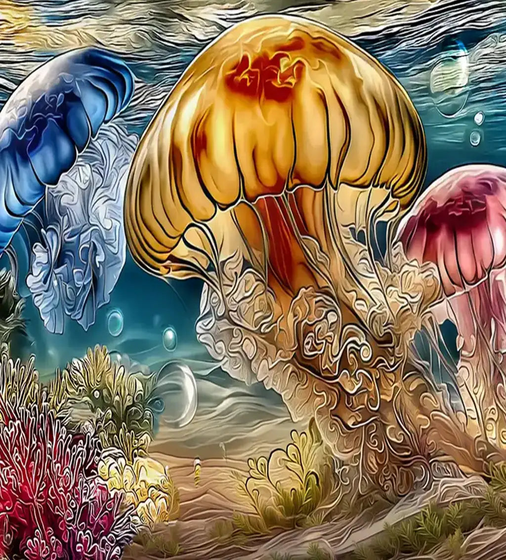 Colorful Jellyfish in Ocean
