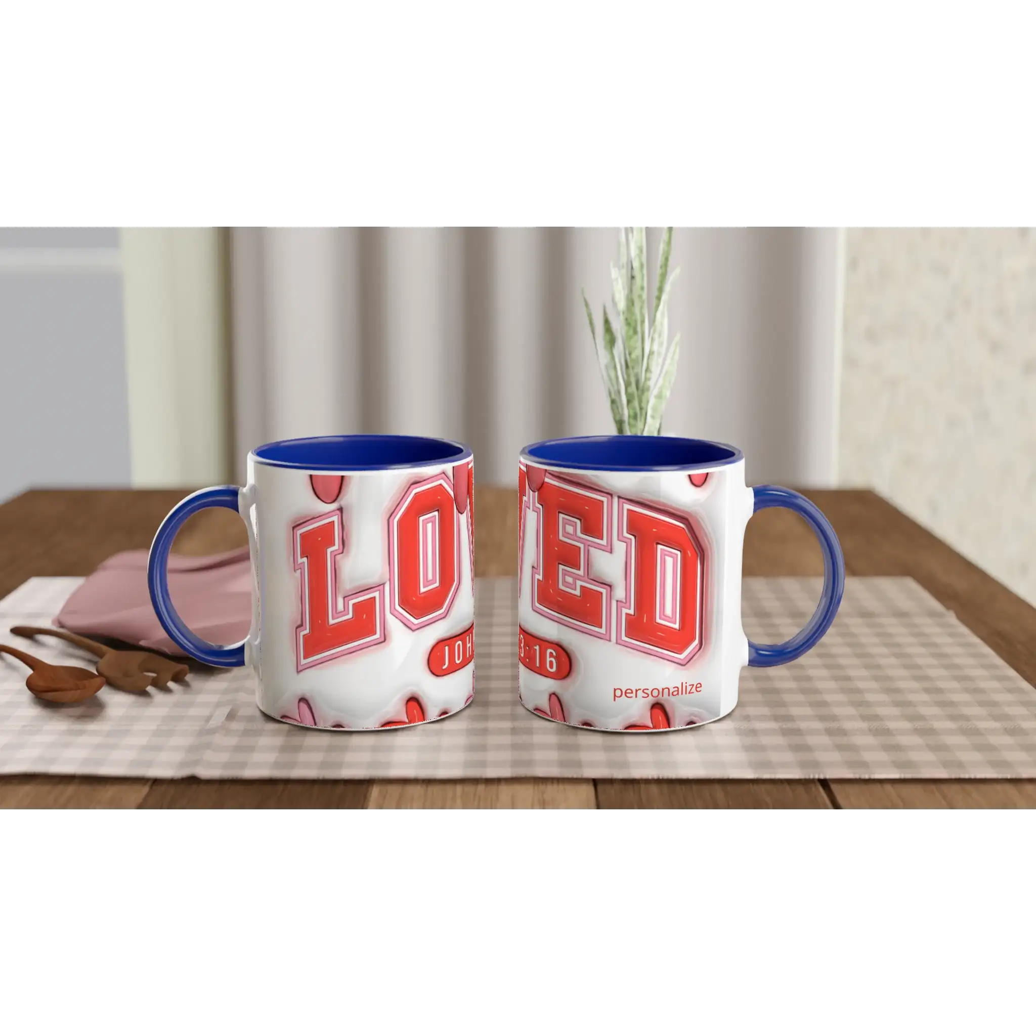 Personalized 11oz ceramic mug with colorful design and handle