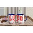Personalized 11oz ceramic mug with colorful design and handle