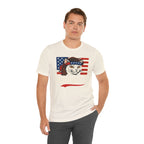 T-Shirt — "Meowica" Patriotic Cat Tee (American Flag, Funny 4th of July Shirt)