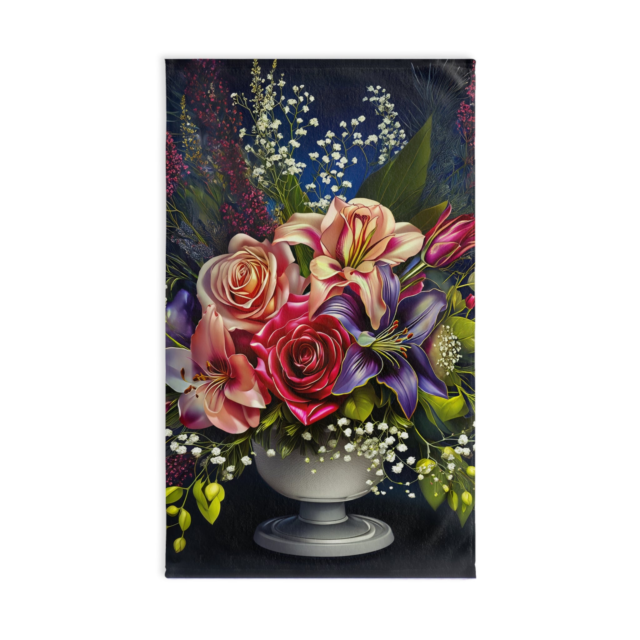 Floral Bouquet Hand Towel with Vintage Rose & Lily Design