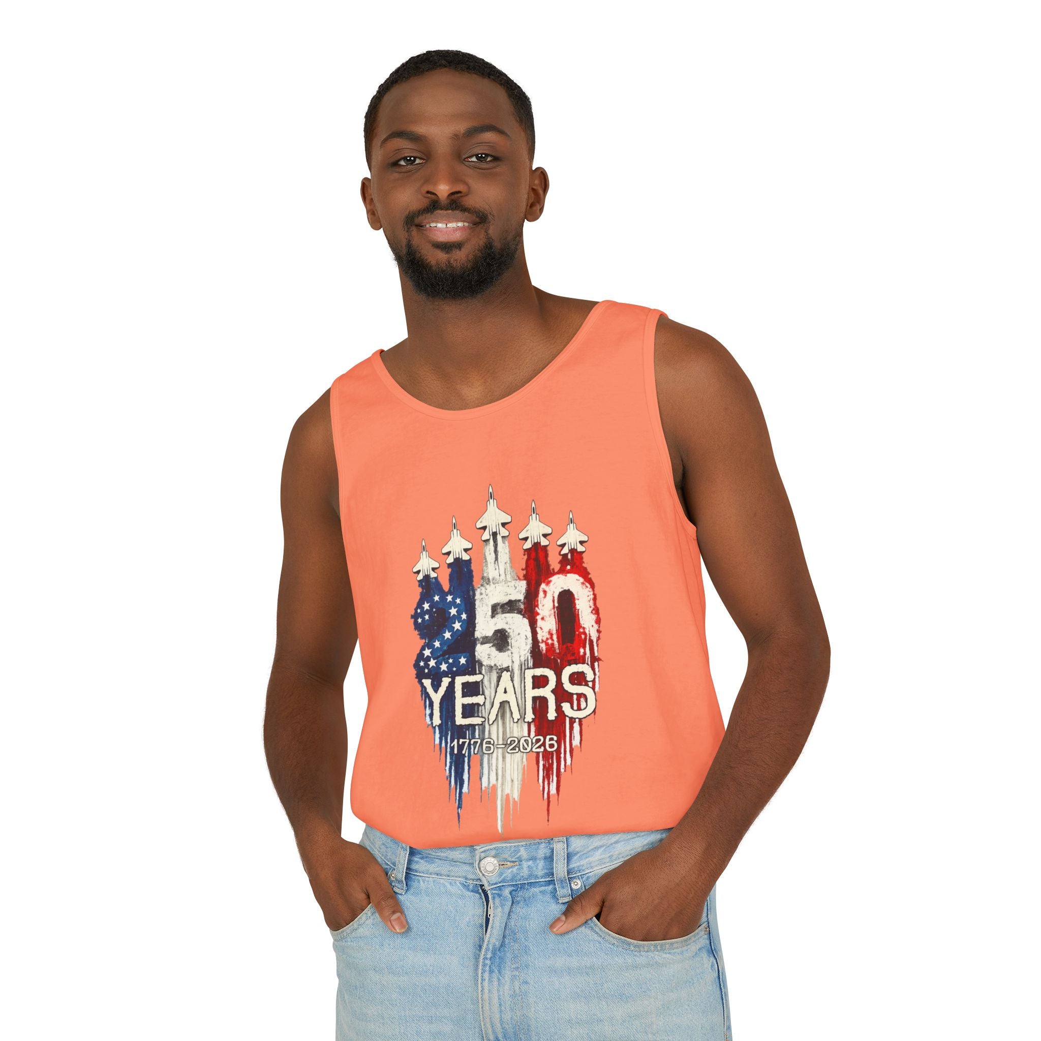 50 Years American Flag Castle Tank Top for Celebratory Wear