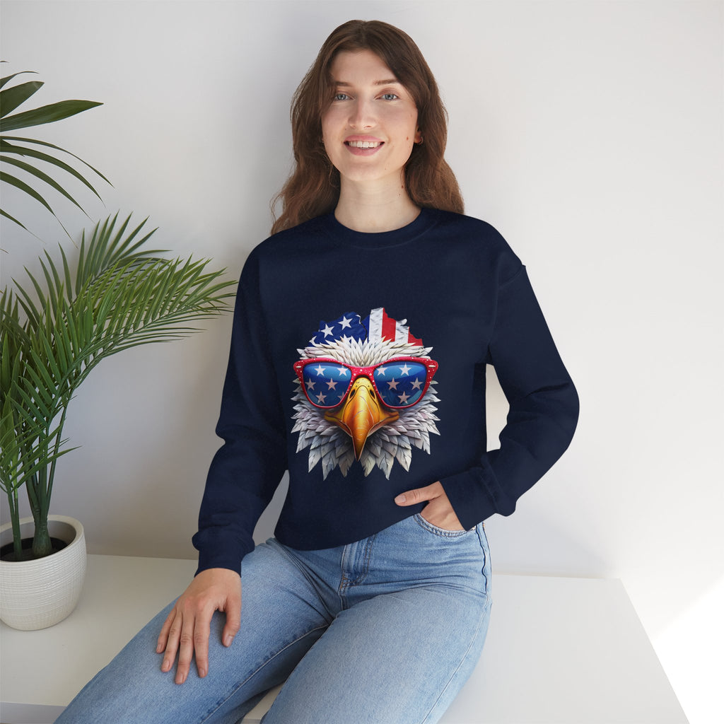 Eagle American Flag Sunglasses Crewneck Sweatshirt