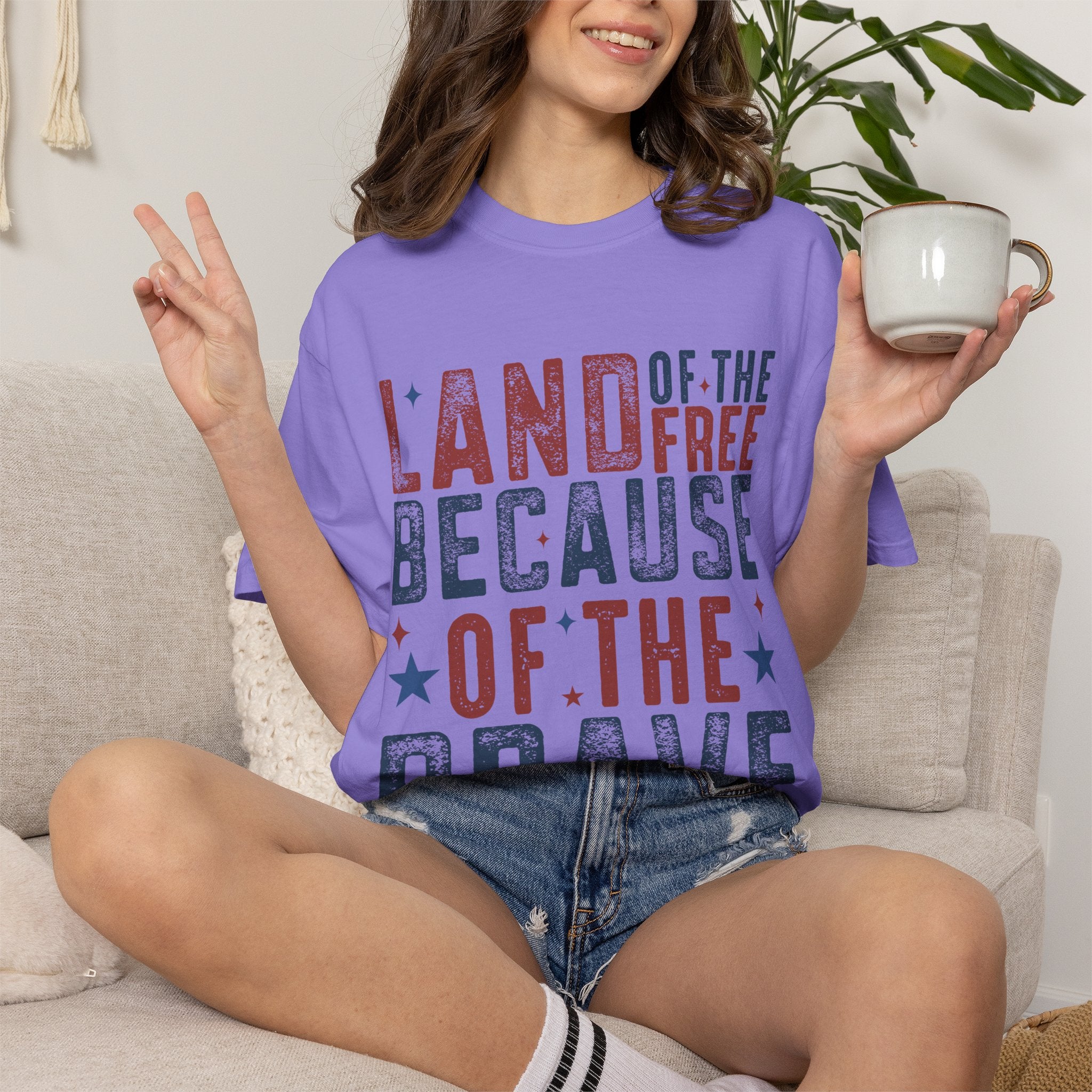 Patriotic T-Shirt: Land of the Free Because of the Brave
