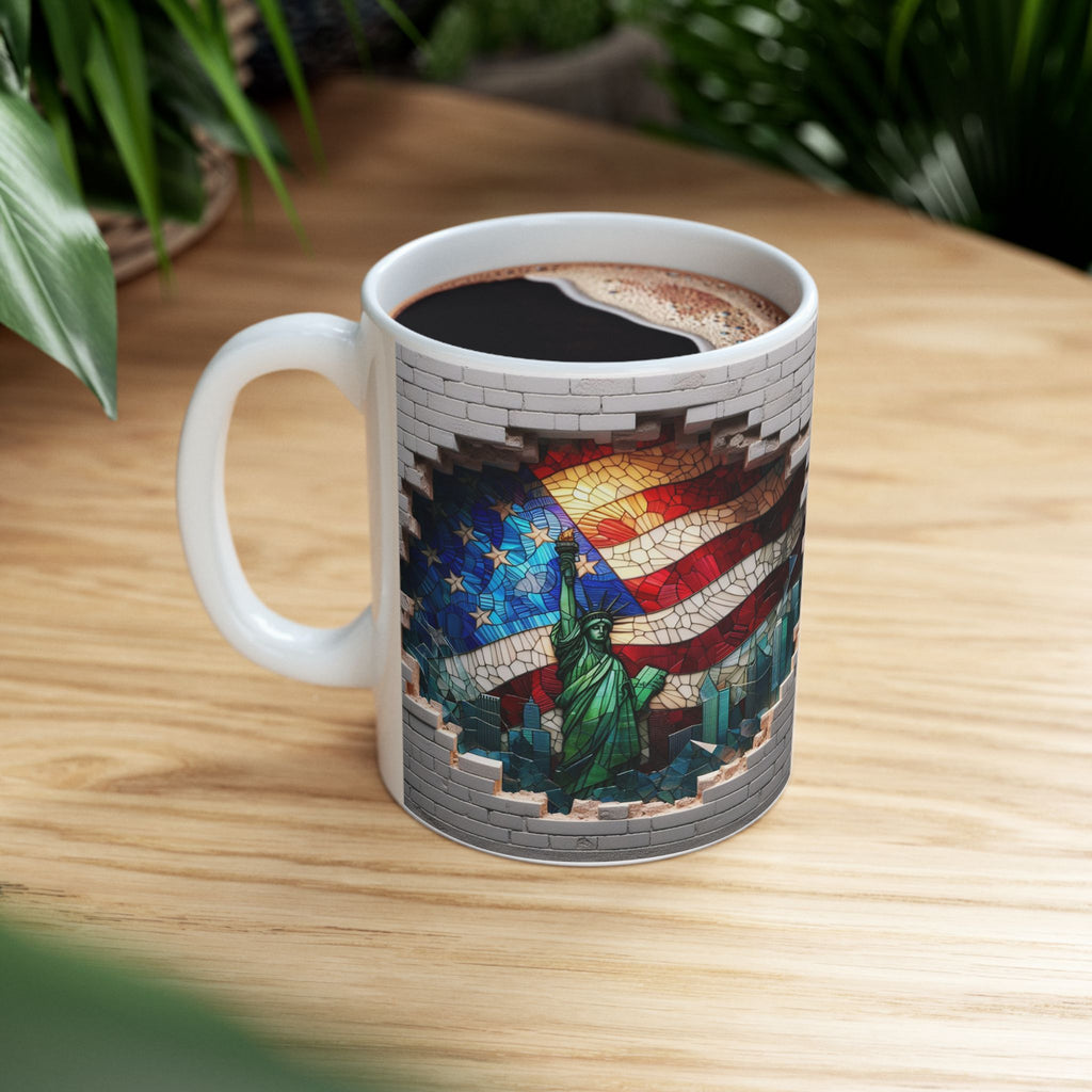American Flag Urban Mosaic Ceramic Mug - Visual Delight in Your Hands