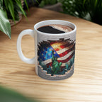 American Flag Urban Mosaic Ceramic Mug - Visual Delight in Your Hands
