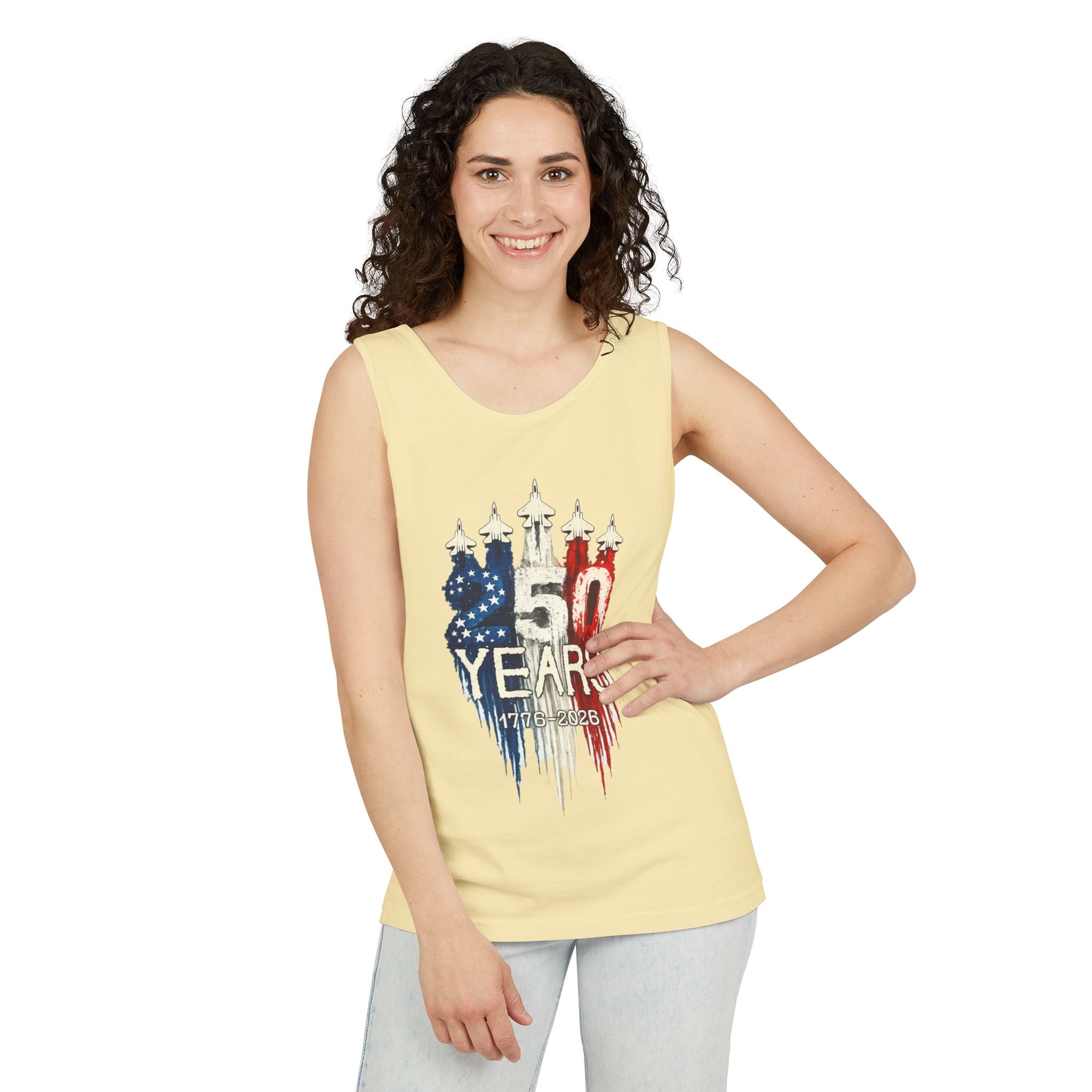 50 Years American Flag Castle Tank Top for Celebratory Wear