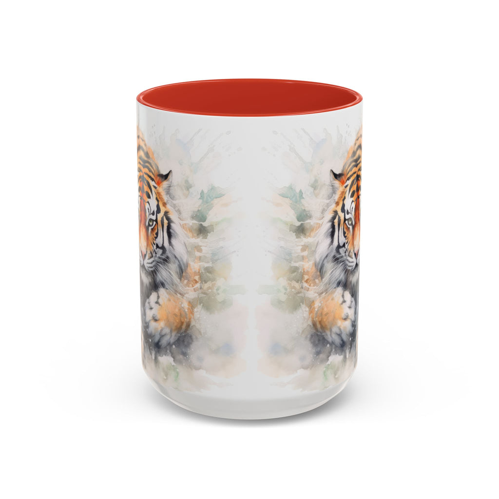 Tiger Watercolor Accent Coffee Mug – Artistic Wildlife Ceramic Mug (11/15oz)