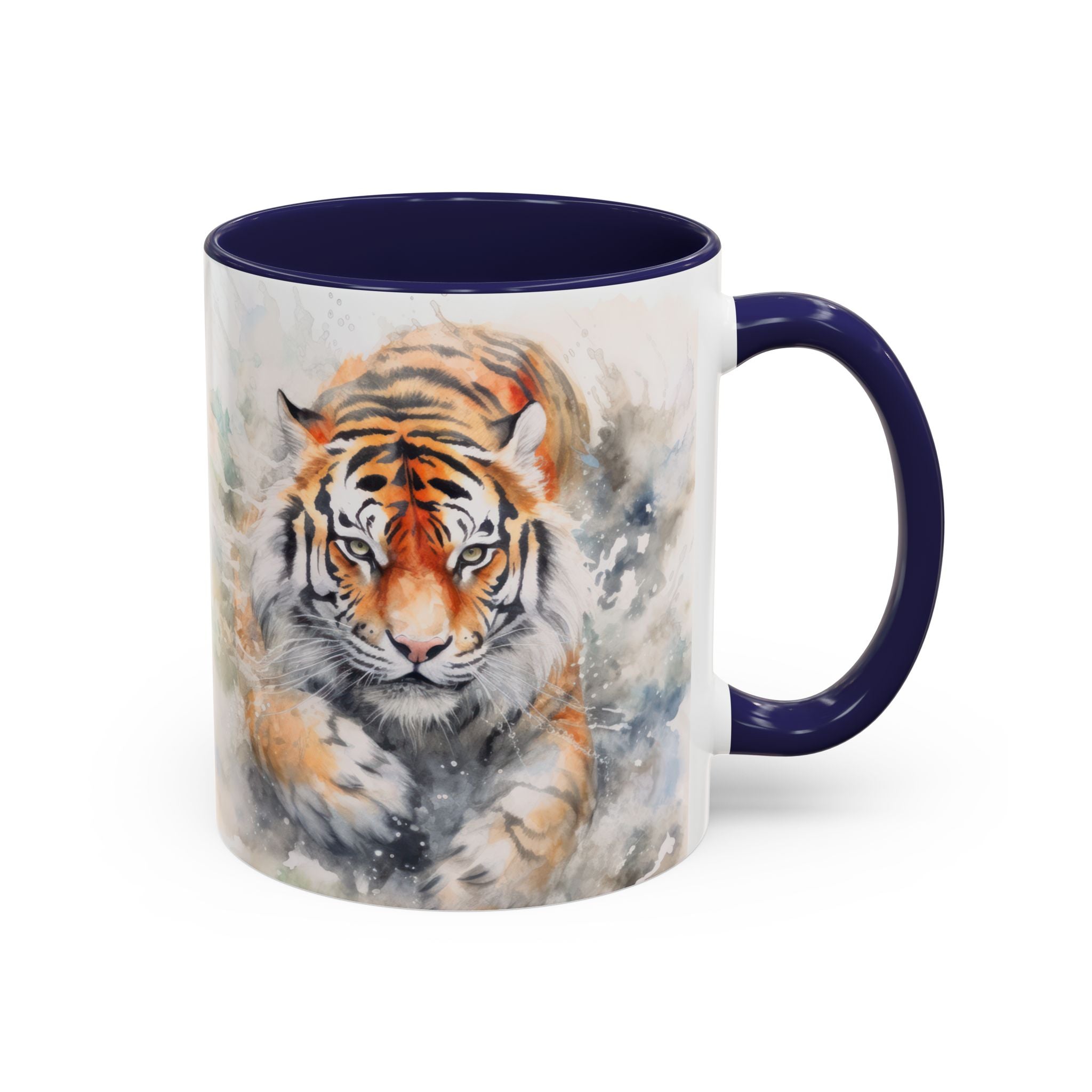 Tiger Watercolor Accent Coffee Mug – Artistic Wildlife Ceramic Mug (11/15oz)