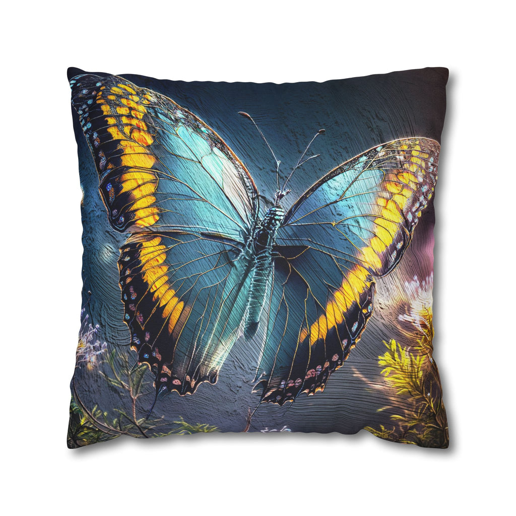 Blue and Yellow Butterfly Decorative Pillow Cover