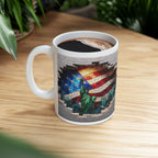Patriotic Mosaic Brick Wall Ceramic Mug - Perfect for Sipping