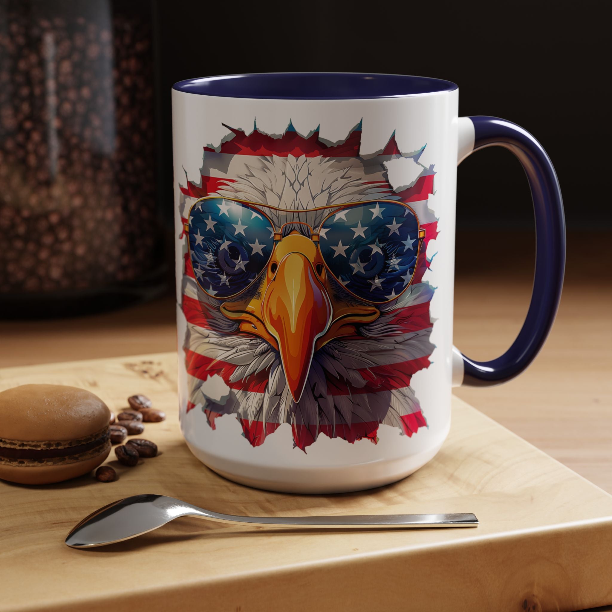 American Bald Eagle Accent Coffee Mug with Stars & Stripes