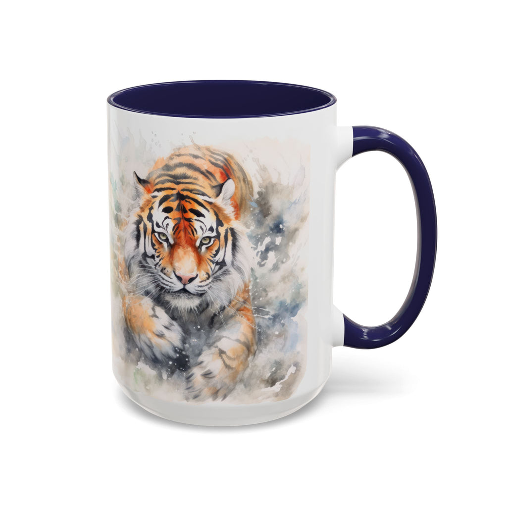Tiger Watercolor Accent Coffee Mug – Artistic Wildlife Ceramic Mug (11/15oz)