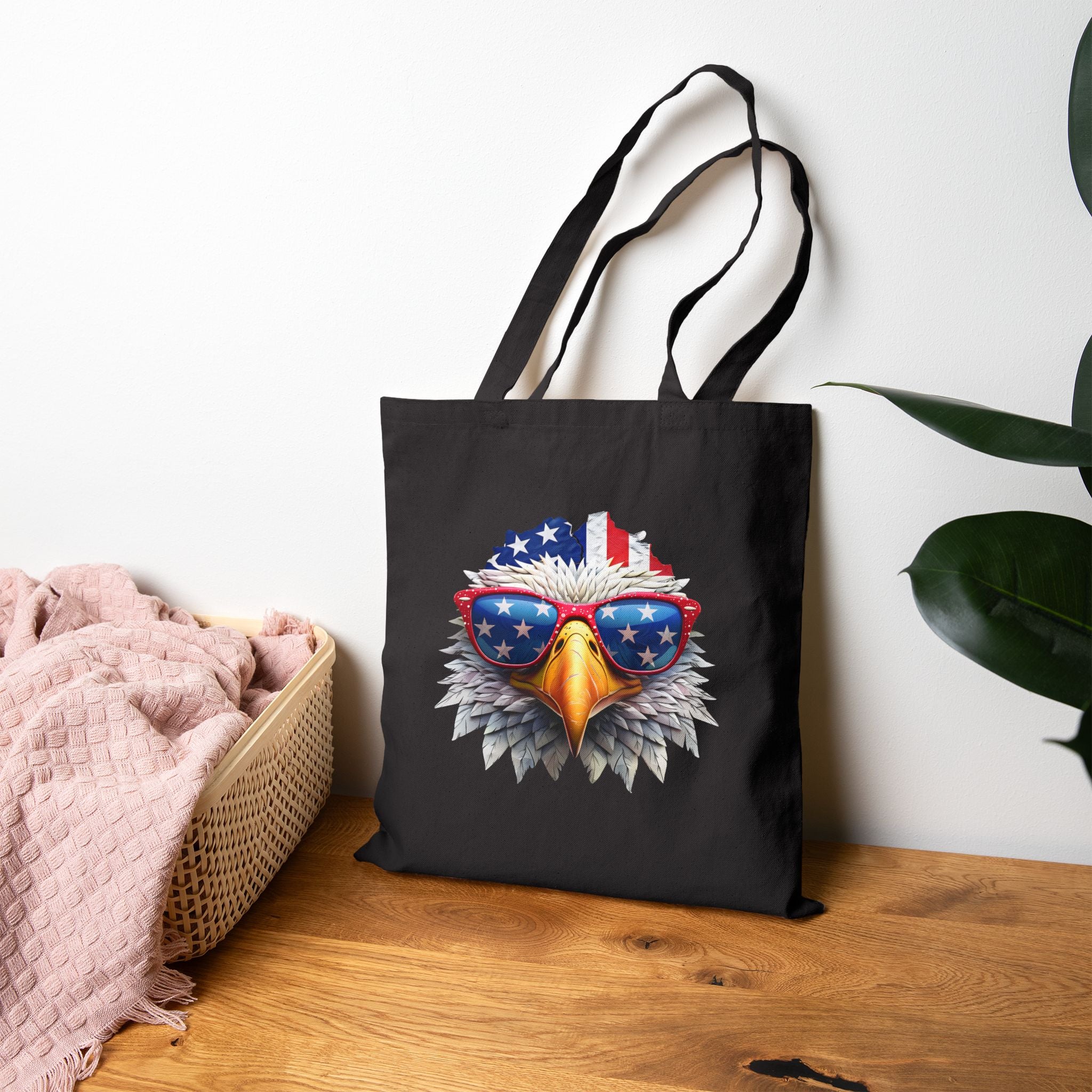 Patriotic Eagle Sunglasses Canvas Tote Bag