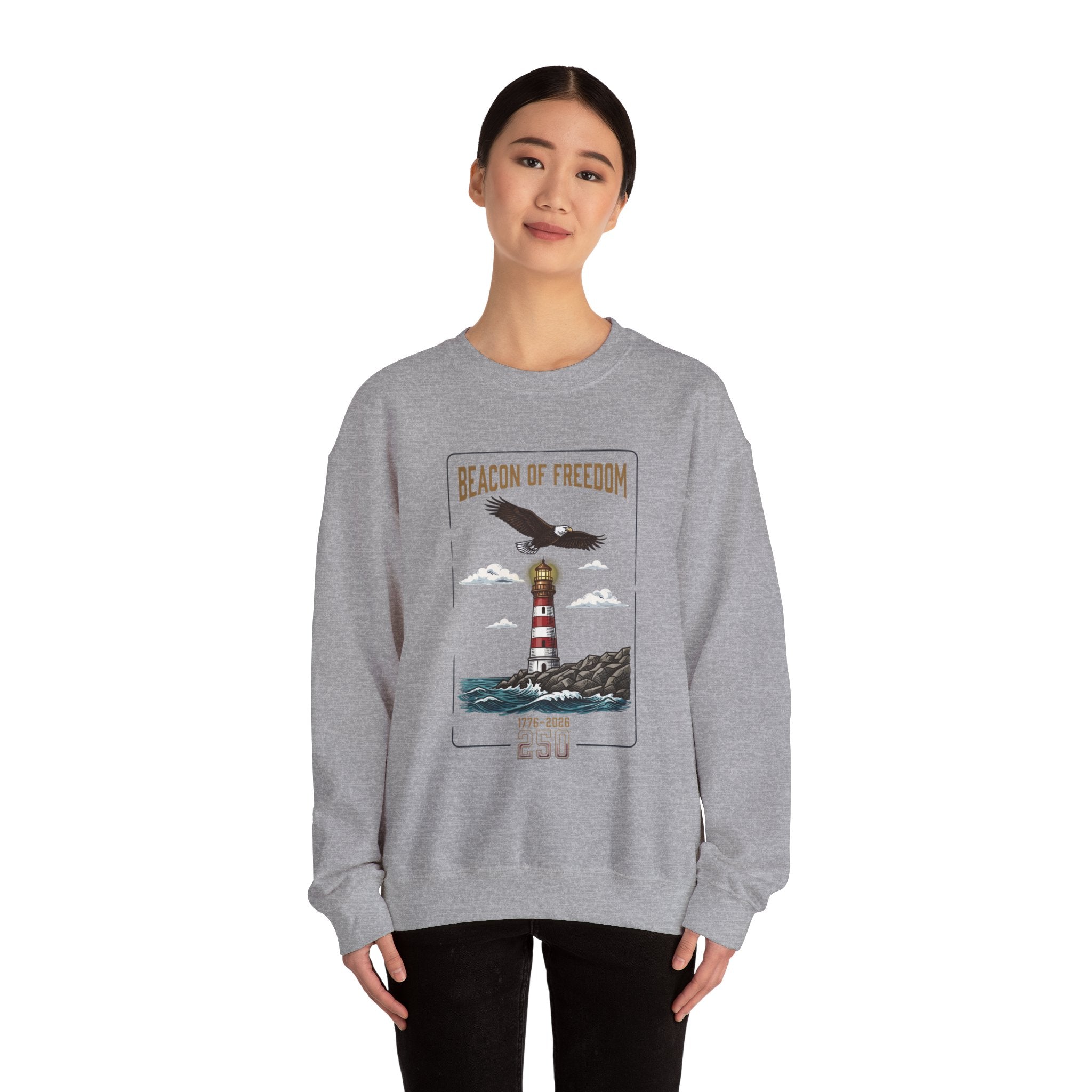 Beacon of Freedom Lighthouse Sweatshirt | 250th 4th of July Patriotic Milestone