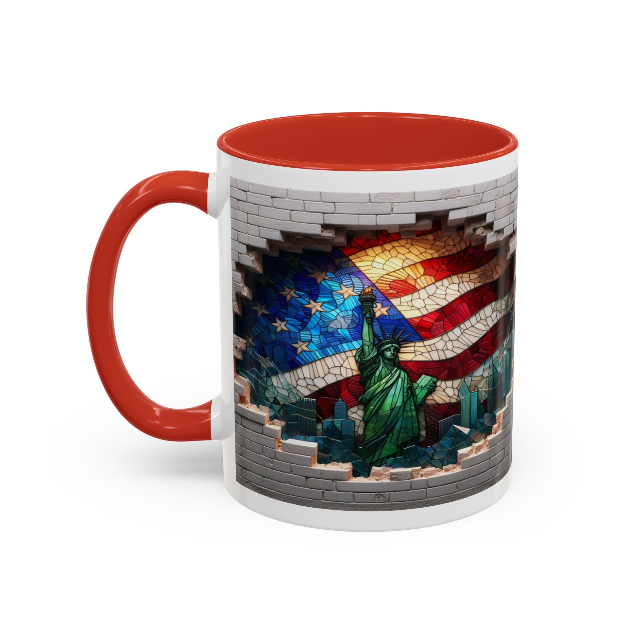American Flag & Statue of Liberty Accent Coffee Mug – Patriotic USA Ceramic Mug