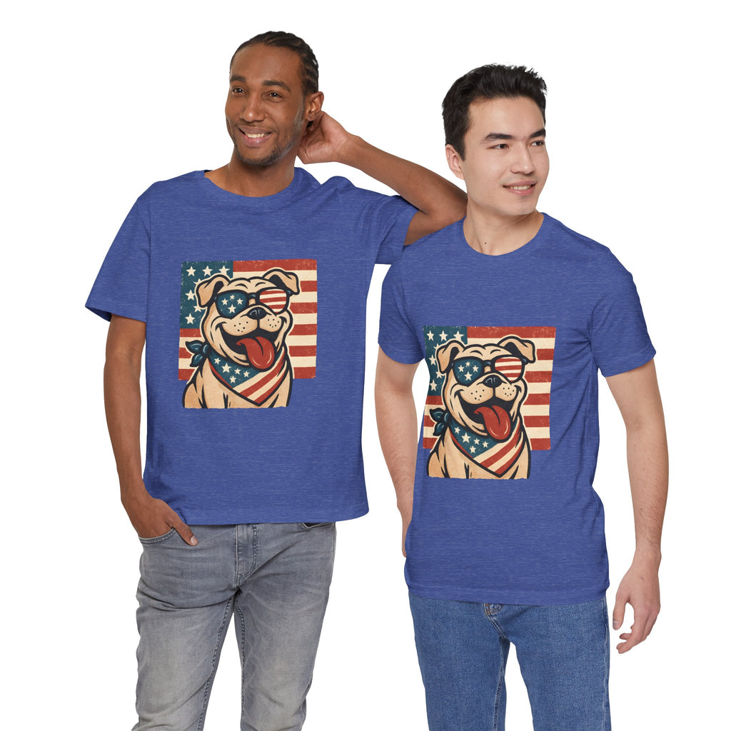 Dog's are Patriotic Too (American Flag, Funny 4th of July Shirt)
