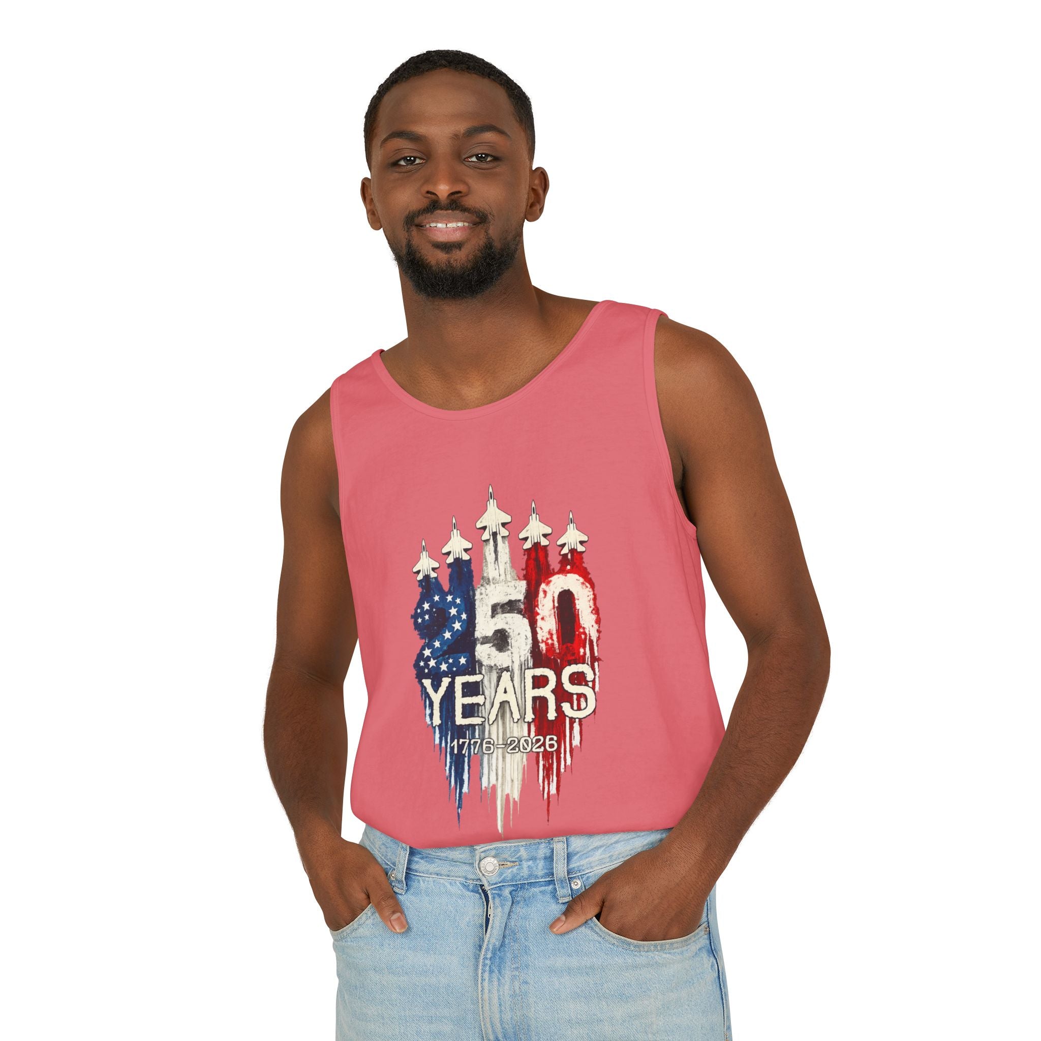 50 Years American Flag Castle Tank Top for Celebratory Wear