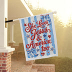 Patriotic 'She Loves Jesus & America Too' Garden Flag