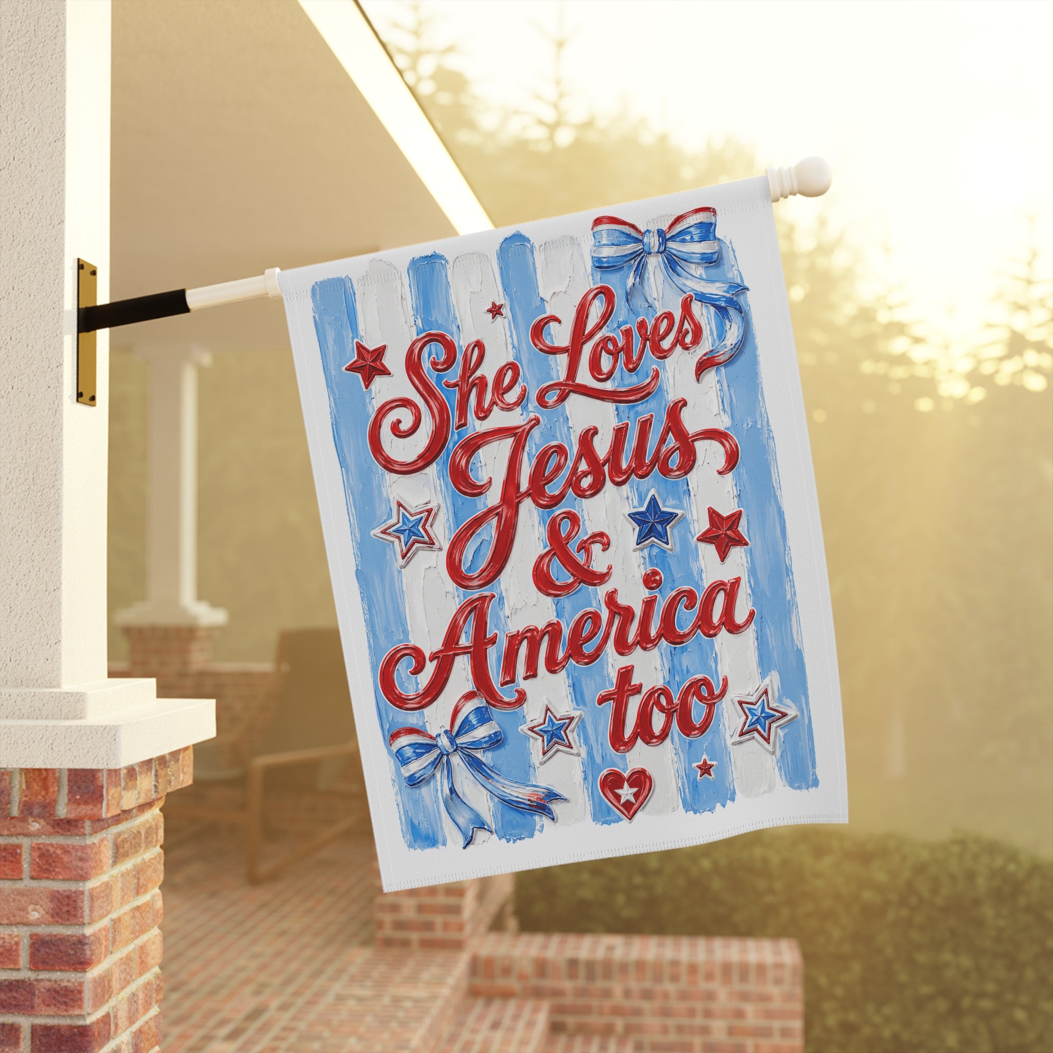 Patriotic 'She Loves Jesus & America Too' Garden Flag