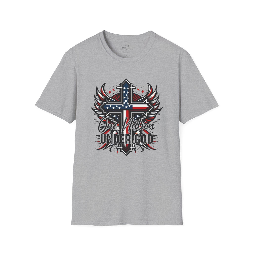 Christian Cross T-Shirt — "One Nation Under God" Patriotic Graphic Tee