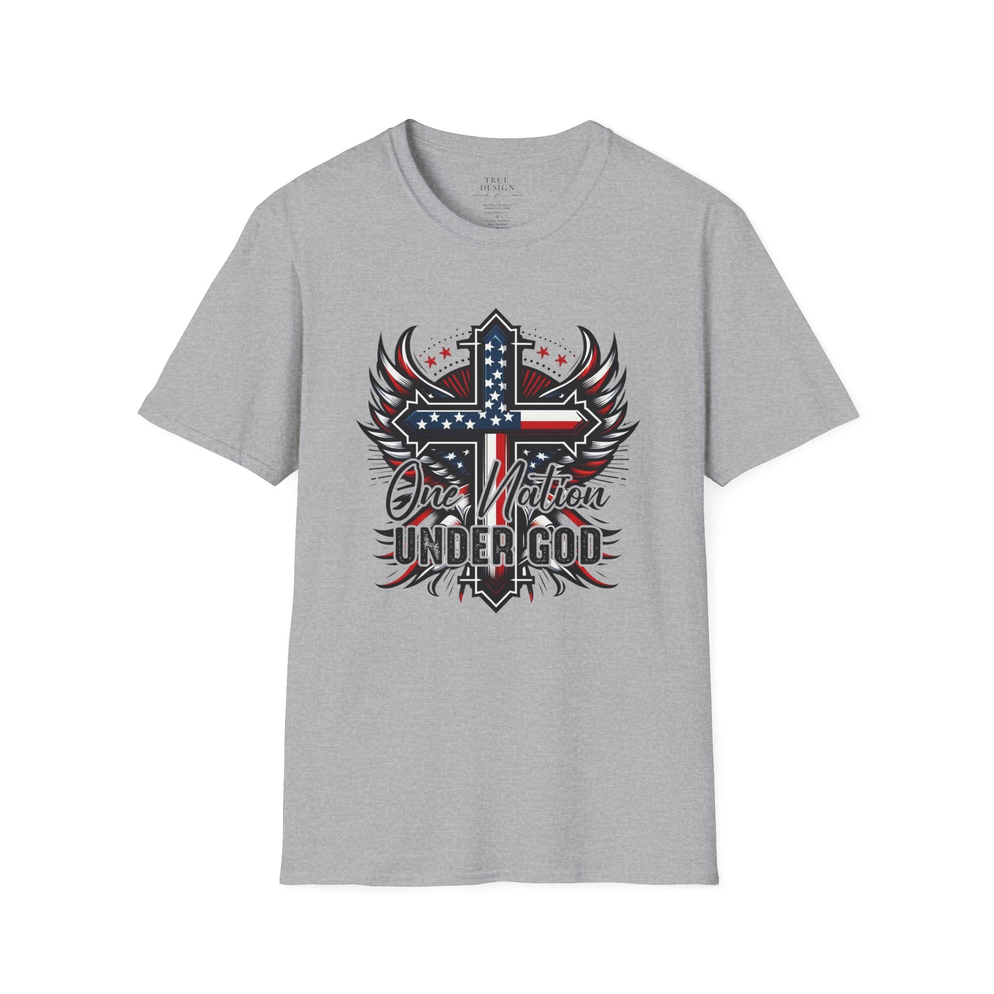 Christian Cross T-Shirt — "One Nation Under God" Patriotic Graphic Tee
