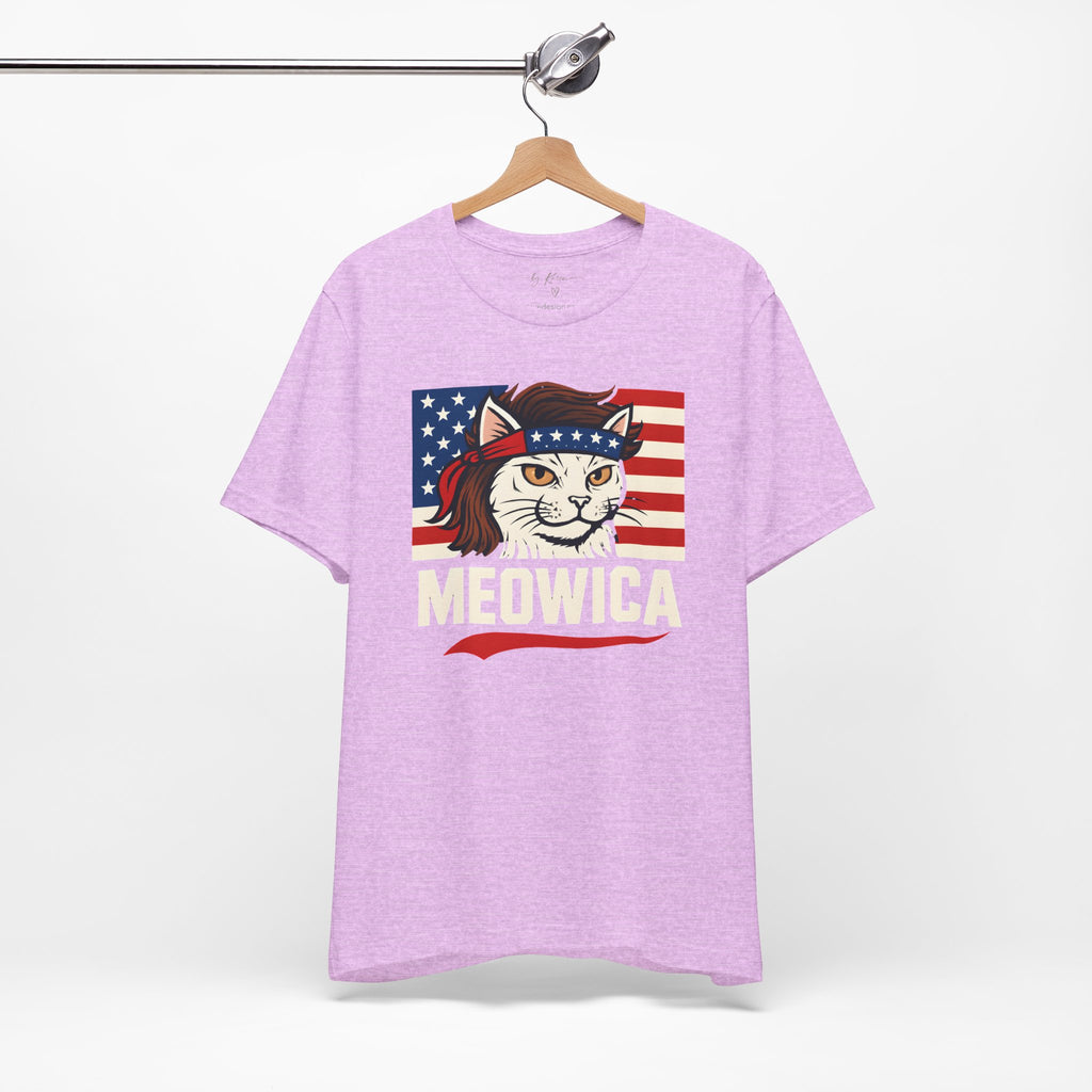 T-Shirt — "Meowica" Patriotic Cat Tee (American Flag, Funny 4th of July Shirt)