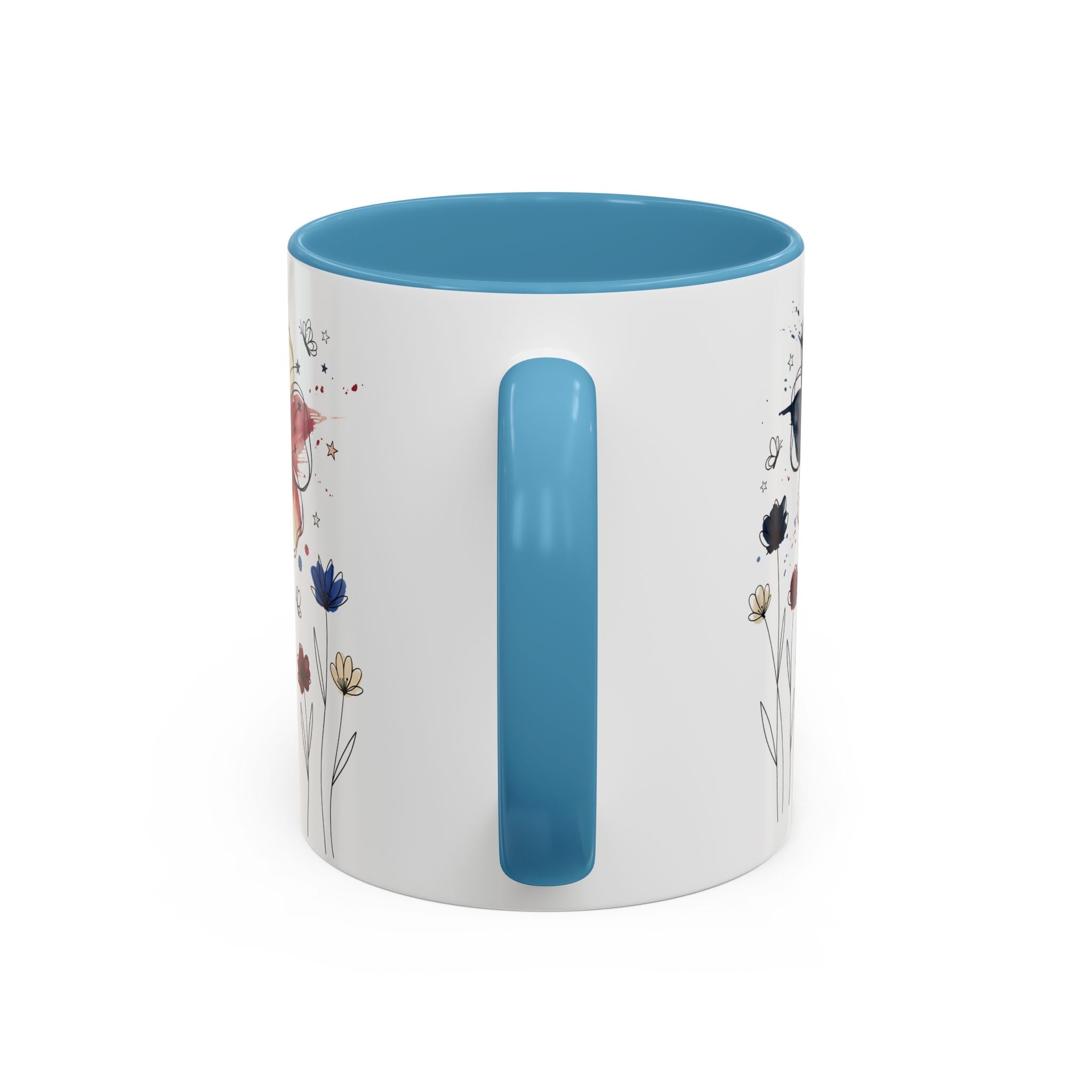 Patriotic Anemone Accent Coffee Mug Classic Floral Design