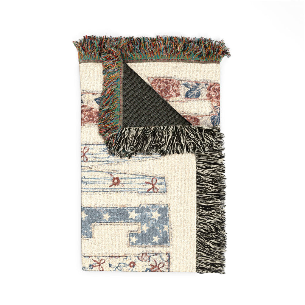 America Woven Blanket — Patriotic Throw Blanket with USA Text