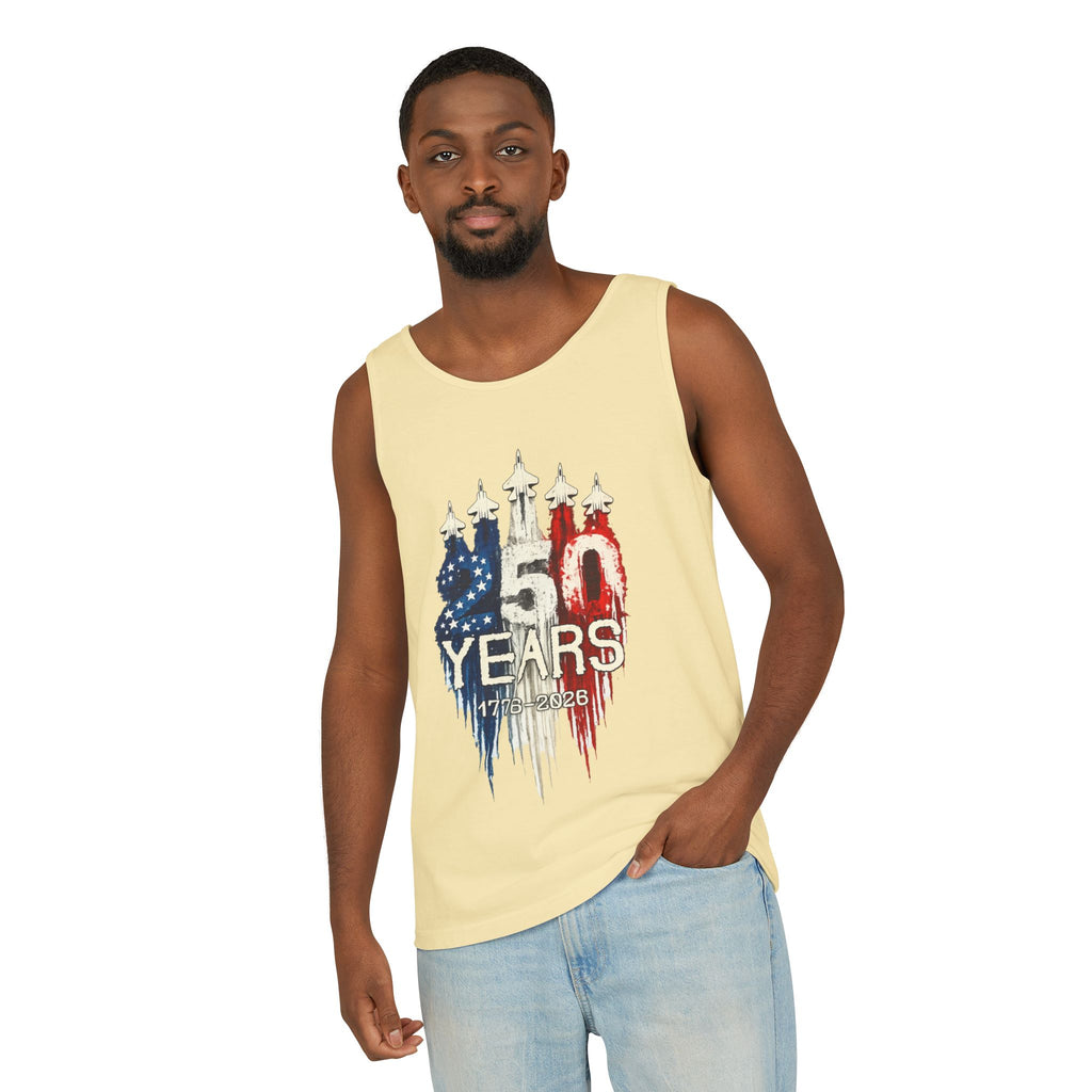 50 Years American Flag Castle Tank Top for Celebratory Wear