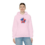Patriotic Red & Blue Star Hoodie — 4th of July Firework Sweatshirt