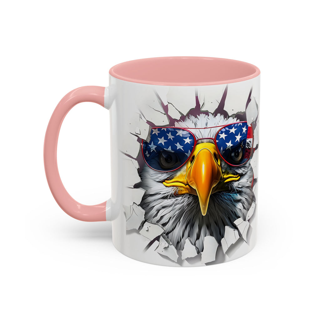American Eagle Coffee Mug with USA Flag Accent Design