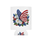 Patriotic Floral Butterfly Can Cooler for Fourth of July
