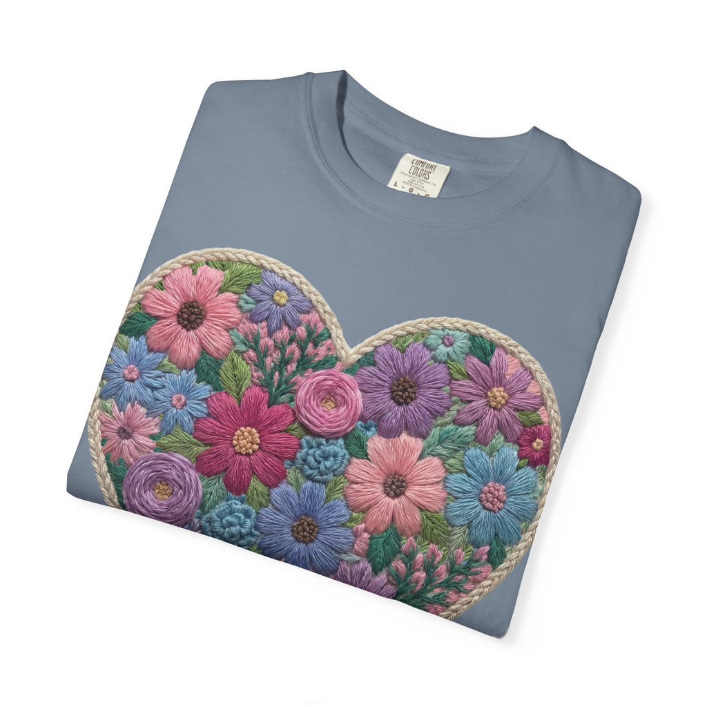 Floral Heart T-Shirt — Colorful Bouquet Heart Graphic (Print It Your Way)