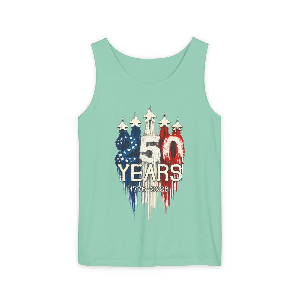 50 Years American Flag Castle Tank Top for Celebratory Wear