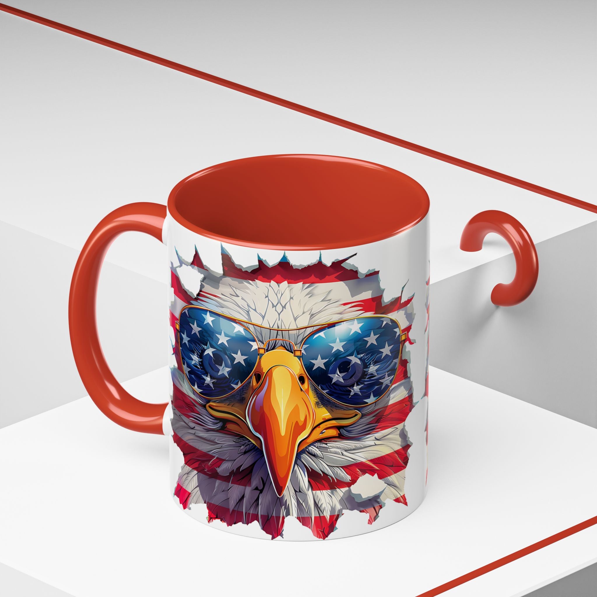 American Bald Eagle Accent Coffee Mug with Stars & Stripes