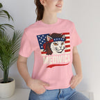 T-Shirt — "Meowica" Patriotic Cat Tee (American Flag, Funny 4th of July Shirt)