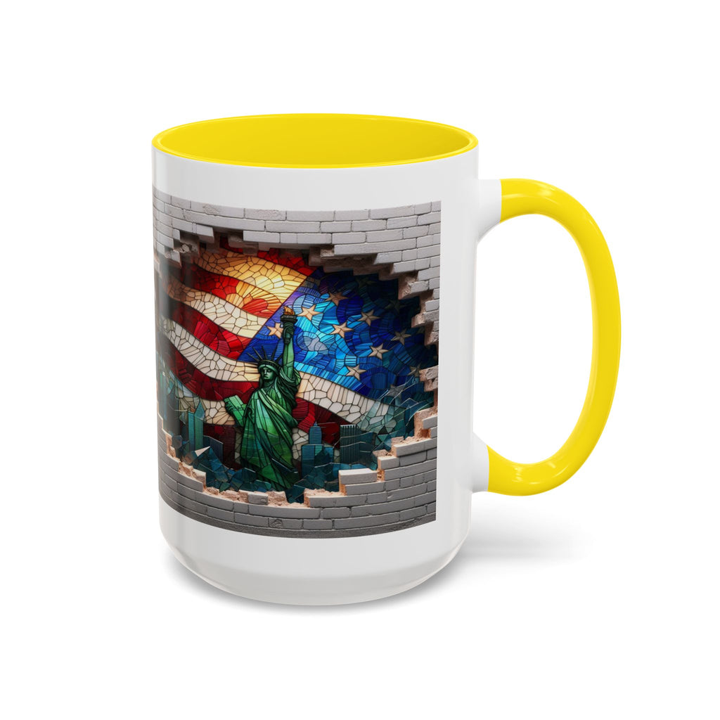 American Flag & Statue of Liberty Accent Coffee Mug – Patriotic USA Ceramic Mug