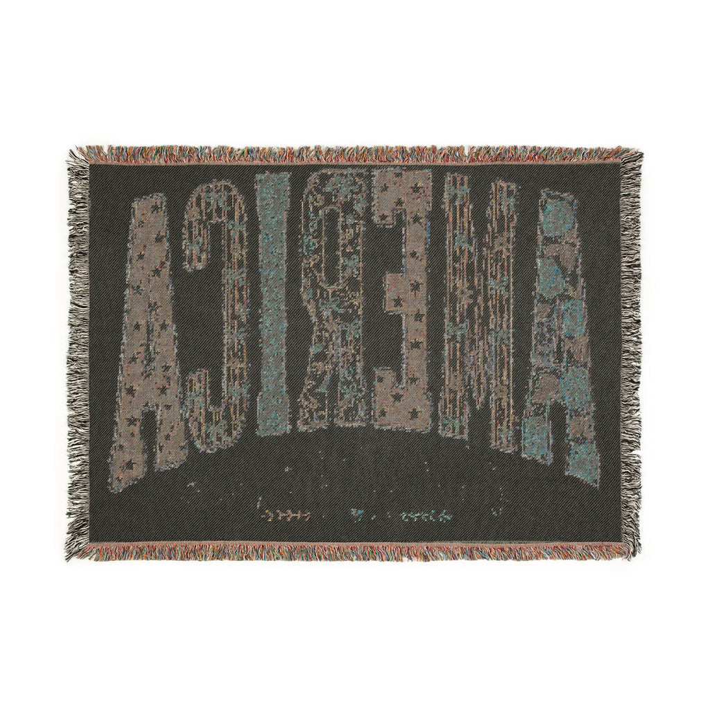 America Woven Blanket — Patriotic Throw Blanket with USA Text