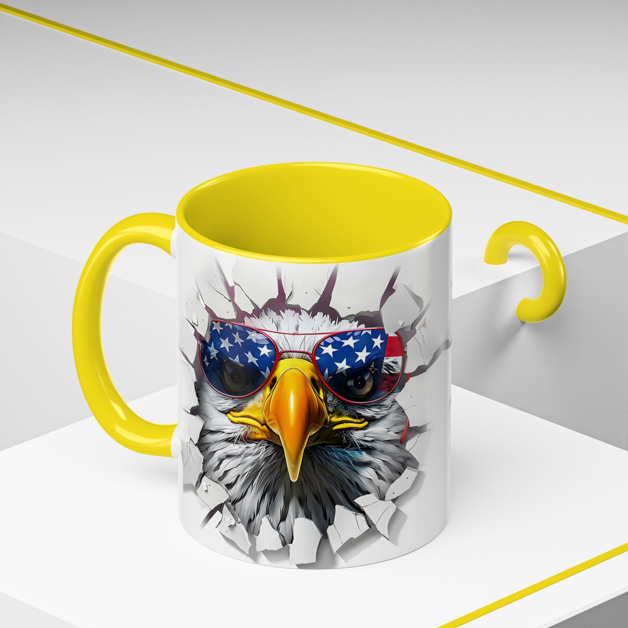 American Eagle Coffee Mug with USA Flag Accent Design