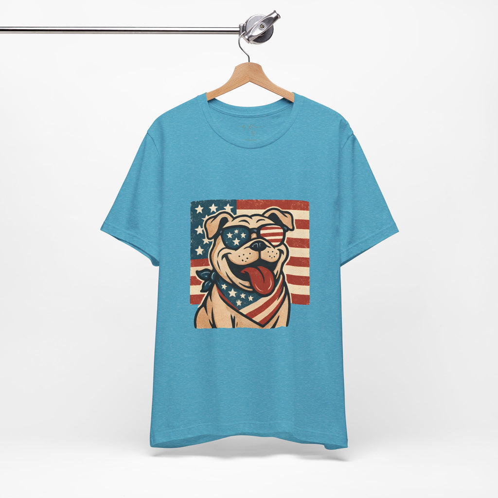 Dog's are Patriotic Too (American Flag, Funny 4th of July Shirt)