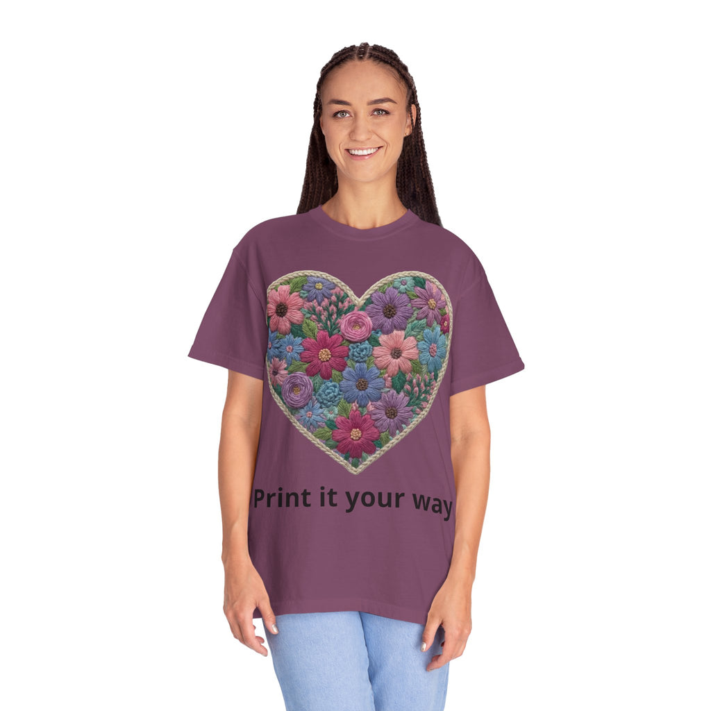 Floral Heart T-Shirt — Colorful Bouquet Heart Graphic (Print It Your Way)