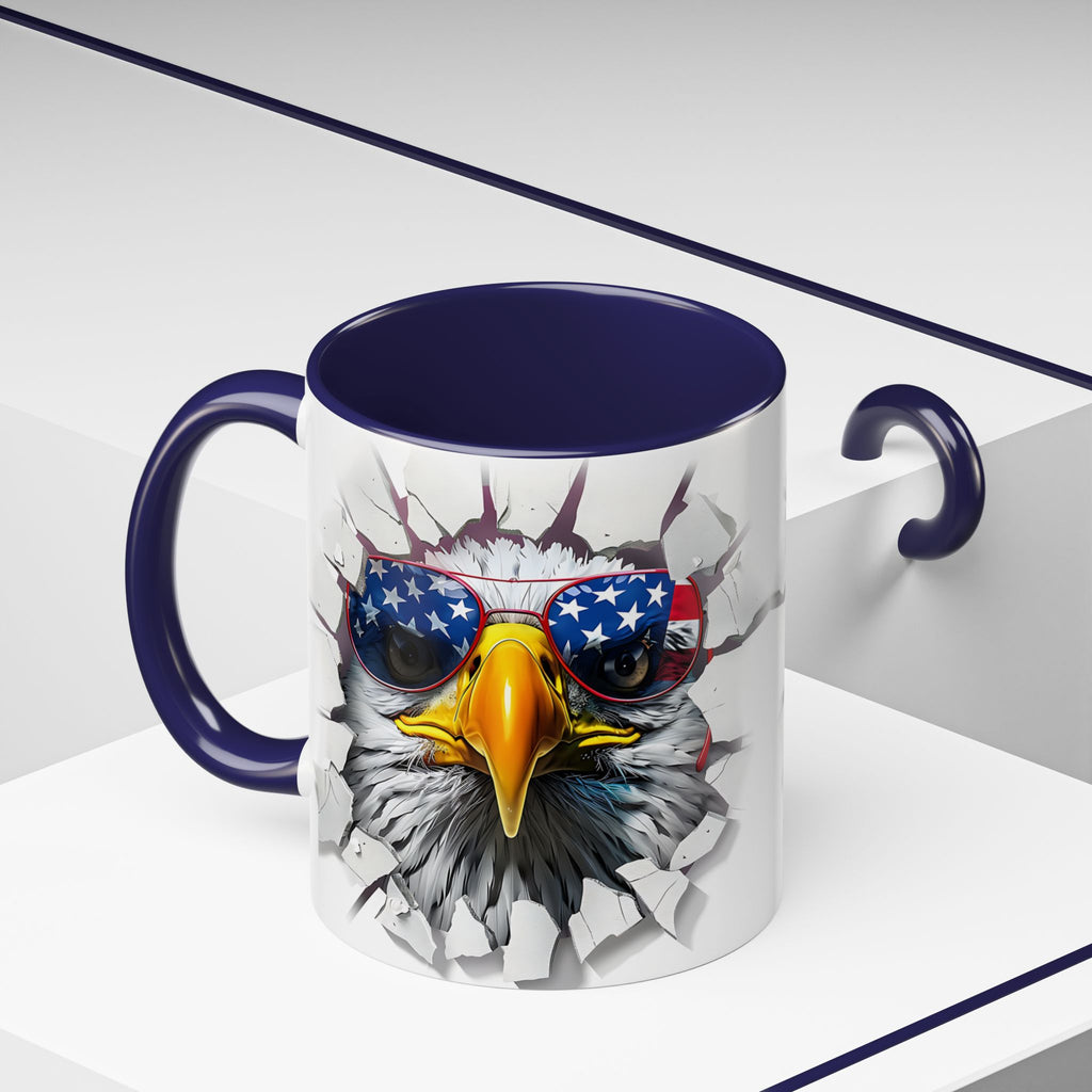American Eagle Coffee Mug with USA Flag Accent Design