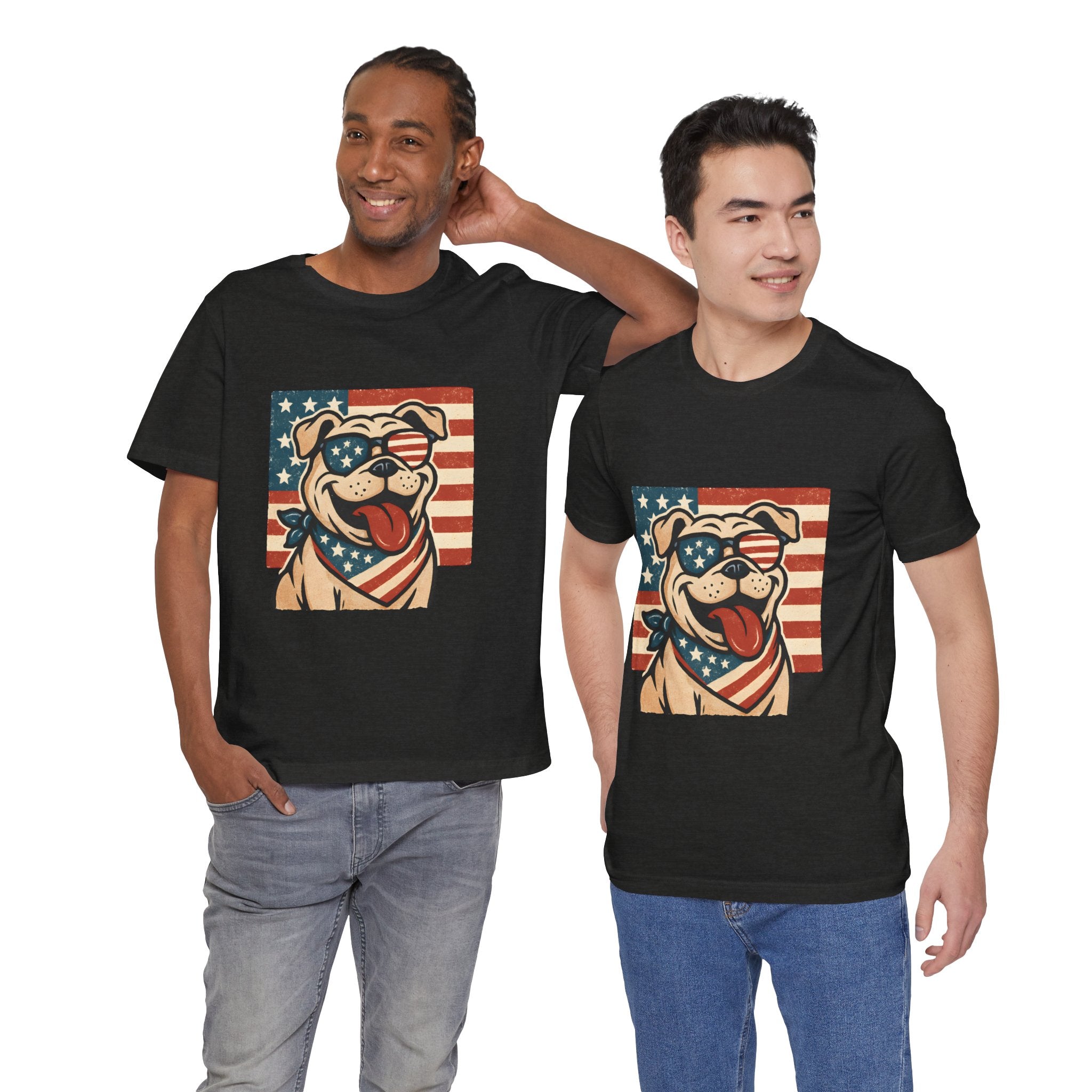Dog's are Patriotic Too (American Flag, Funny 4th of July Shirt)