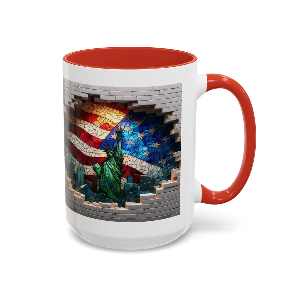 American Flag & Statue of Liberty Accent Coffee Mug – Patriotic USA Ceramic Mug