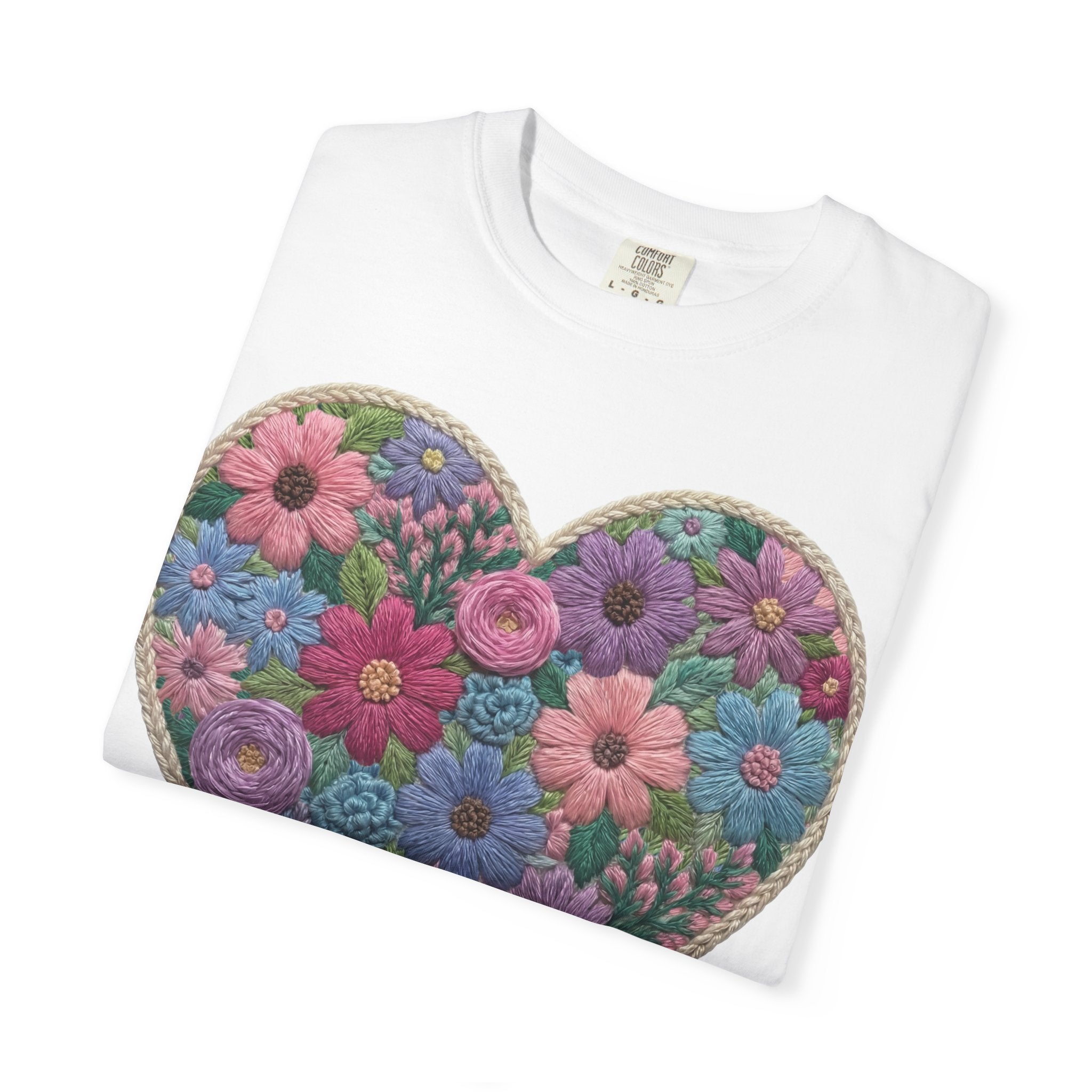 Floral Heart T-Shirt — Colorful Bouquet Heart Graphic (Print It Your Way)
