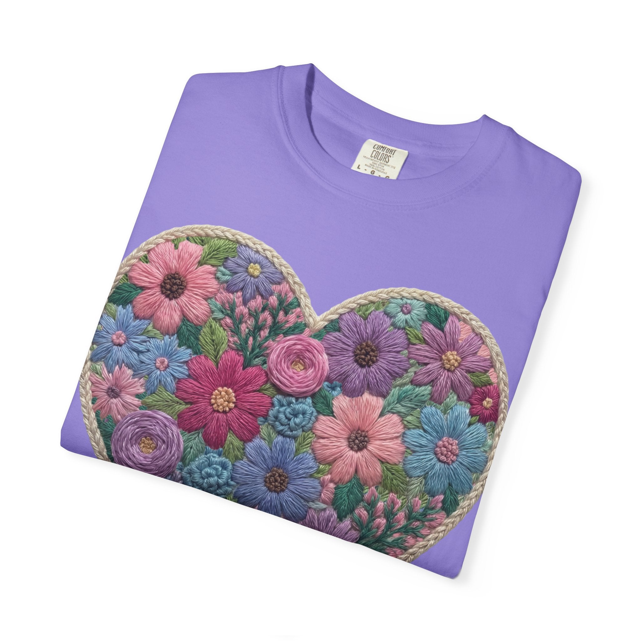Floral Heart T-Shirt — Colorful Bouquet Heart Graphic (Print It Your Way)