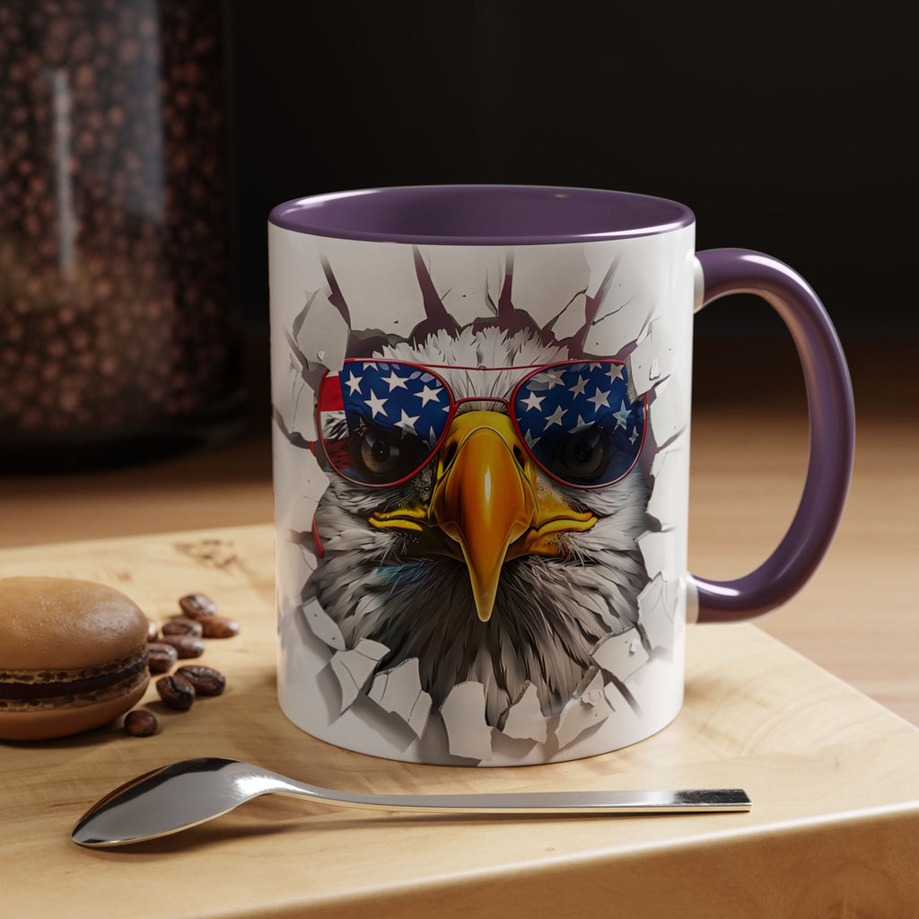 American Eagle Coffee Mug with USA Flag Accent Design