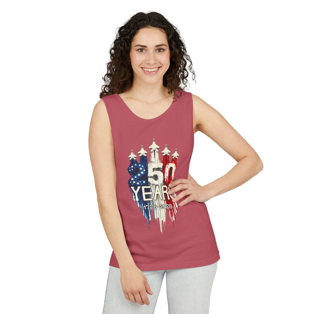 50 Years American Flag Castle Tank Top for Celebratory Wear
