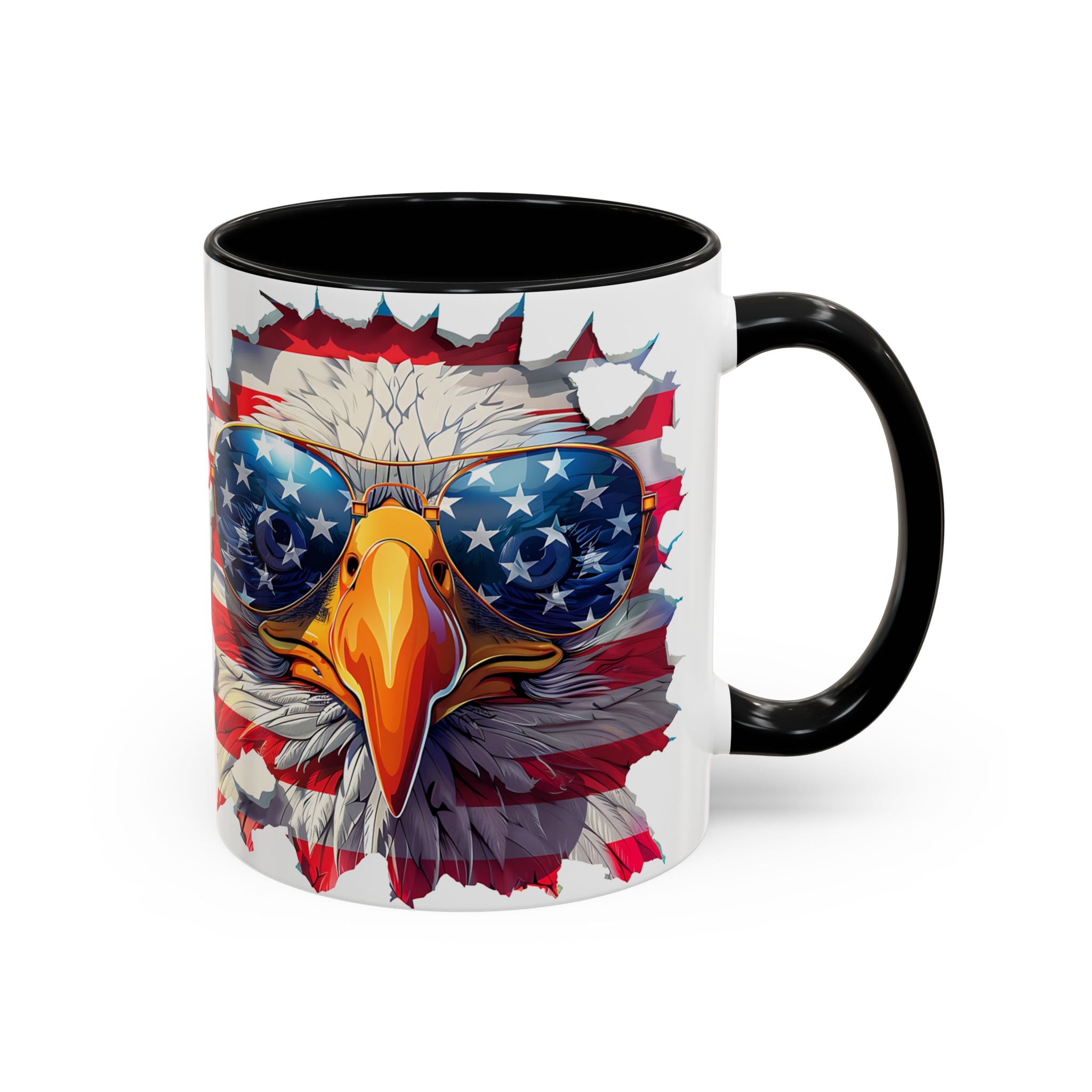 American Bald Eagle Accent Coffee Mug with Stars & Stripes